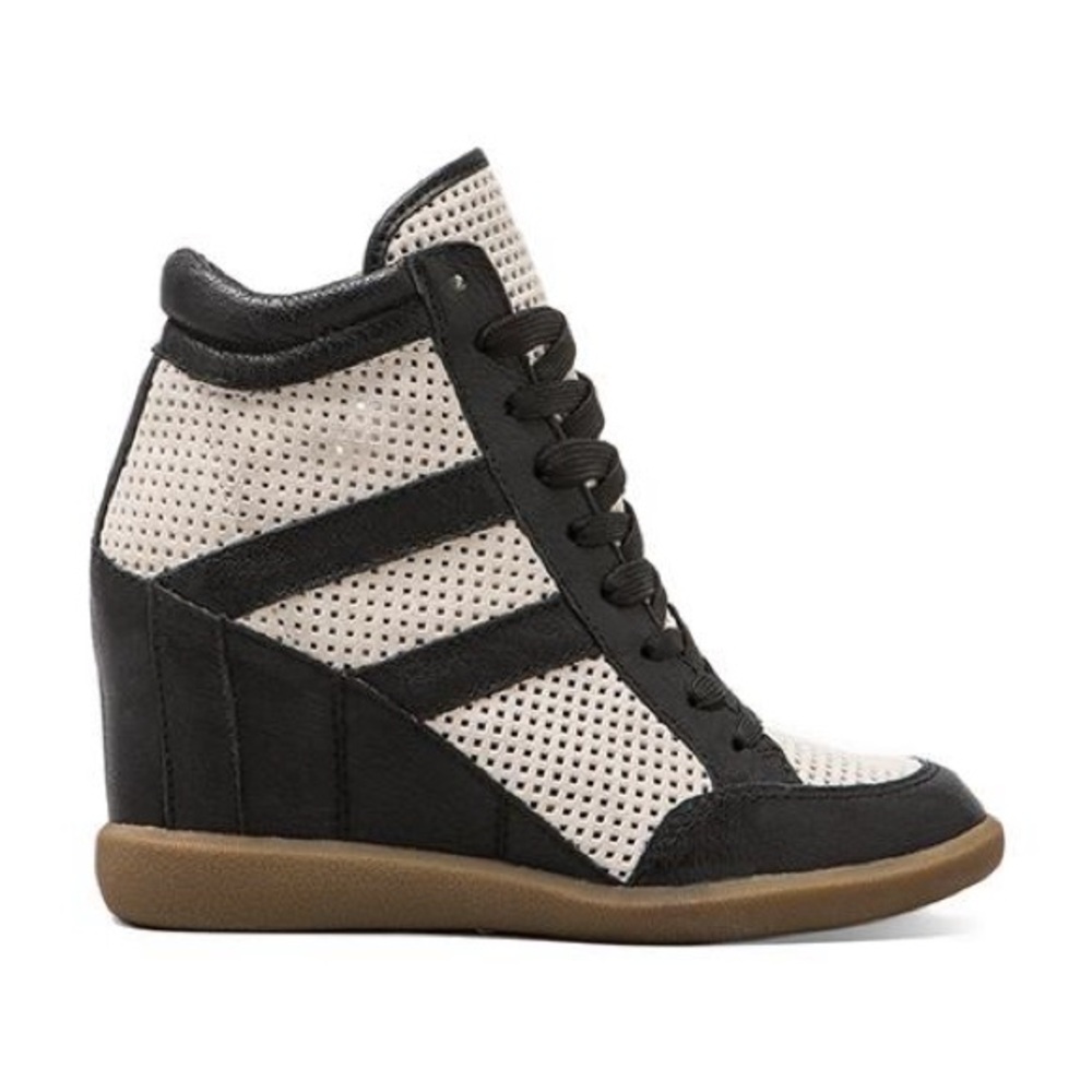 Sam Edelman Bolton Wedge Sneakers Black White 7.5 • New • Sold Out